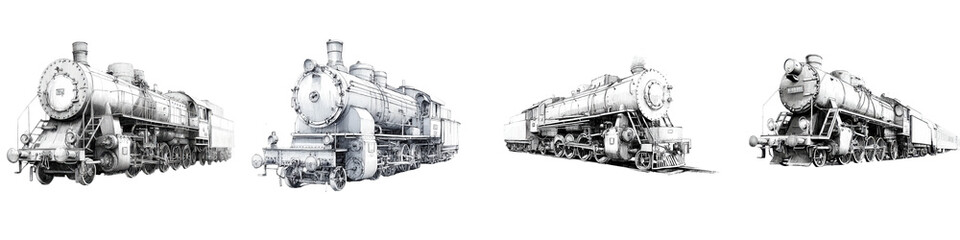 Fototapeta premium Steam locomotives on railway tracks.