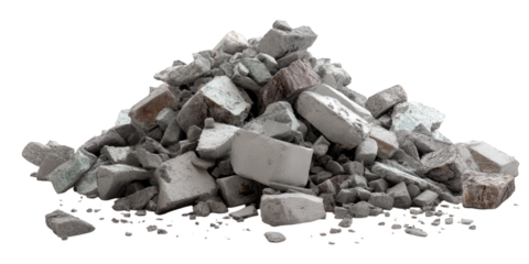 Rubble pile PNG on transparent background, ideal for construction, demolition, and urban decay themes. Perfect for digital art, gaming, and architectural design. High resolution image.