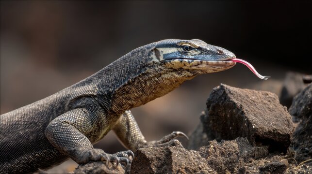 Monitor Lizard Sticking Out Its Tongue