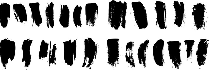 Dynamic Brushstrokes: A captivating collection of bold, textured black brushstrokes on a clean backdrop, perfect for adding artistic flair and graphic appeal to any project.
