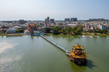 Aerial view of Lotus Pond located in Kaohsiung City, Taiwan
