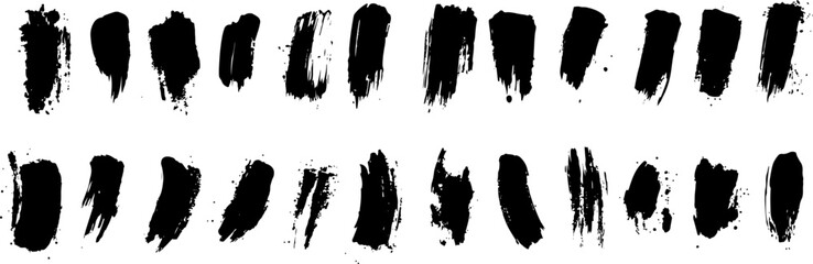 Dynamic Brushstrokes: A captivating collection of bold, textured black brushstrokes on a clean backdrop, perfect for adding artistic flair and graphic appeal to any project.
