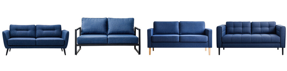 Contemporary blue velvet sofas in a modern living room