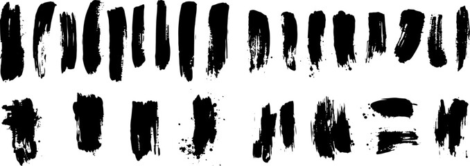 Dynamic Brushstrokes: A captivating collection of bold, textured black brushstrokes on a clean backdrop, perfect for adding artistic flair and graphic appeal to any project.