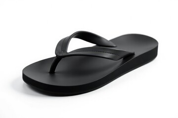 Single black flip-flop isolated on white background , accessory, beach, clean