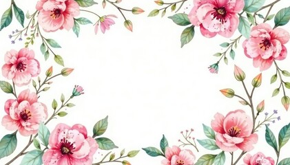 Delicate watercolor floral pattern, ideal for spring flyers , border, background, botanical