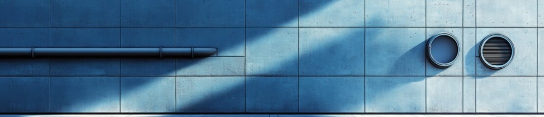 Urban wall, sunlight, pipes, ventilation. Architecture background