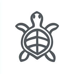 Turtle vector icon, simple line art, gray color on a white background, one thin stroke for the turtle's shell and head, no details in the front view. 
