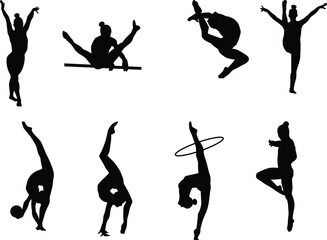 Gymnast Silhouette – Flat Design Athletic Pose Illustration