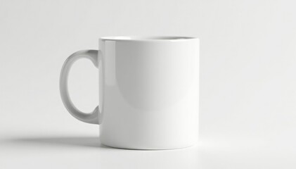 Obraz premium Large ceramic mug, pristine white, against seamless white backdrop, ceramic mug, template, kitchen