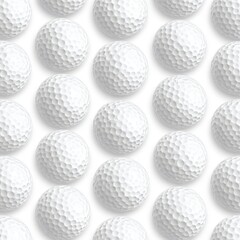 Seamless Pattern of White Golf Balls on White Background