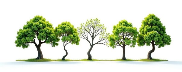 Fototapeta premium Twisted and turned branches of small trees on white, turn, twirl