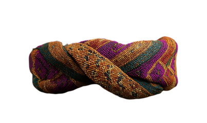 Twisted Gold Ring with Purple Accents and Intricate Texture