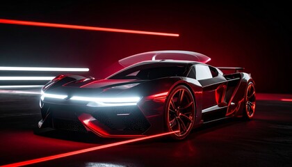 Obraz premium Futuristic Sci-Fi Neon Car 25