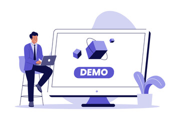 Product Demo to Clients. Business Technology Illustration. Illustrations for websites, landing pages, mobile apps, posters and banners