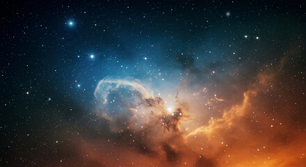 Obraz premium Night sky filled with colorful stars. Illustration with panoramic view of starry sky. Galaxy, universe, space, Milky Way.