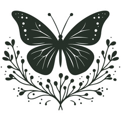 Elegant Black Butterfly with Floral Design