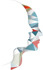 Obraz premium Artistic Geometric Face Profile with Colorful Triangles
