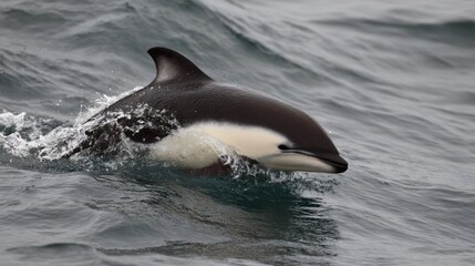 Fototapeta premium Leaping Spectacled Dolphin in Open Ocean