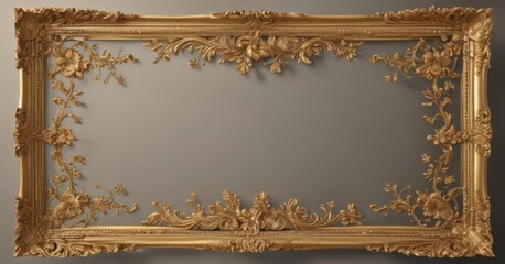 Obraz premium Classic gold frame with swirling scrolls and delicate floral motifs , royal, design, background