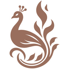 Elegant Peacock Bird Design: Vintage Style Illustration