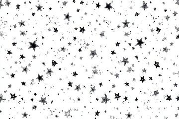 Fototapeta premium Hand-drawn Black Stars on White Background