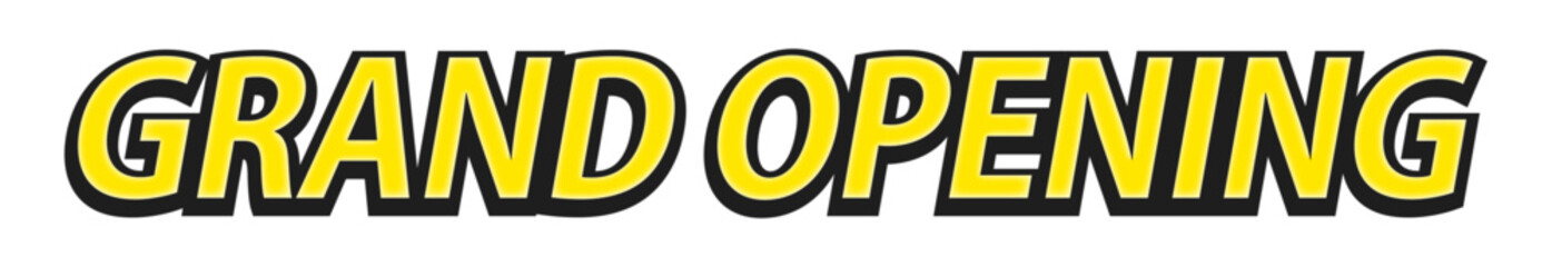 黄色のGRAND OPENING! の文字 - 「グランドオープン」の目立つ装飾テキスト素材

