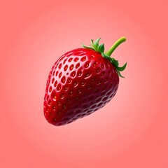 Abstract dramatic cinematic style, highly detailed strawberry, vibrant red, fresh green calyx, realistic textures, glossy highlights, film-like composition, geometric shapes art illustration design
