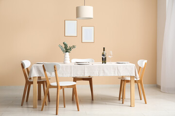 Table setting in modern dining room