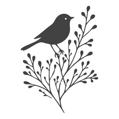 Silhouette Bird on Branch: Minimalist Nature Art