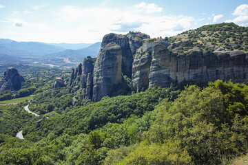 Fototapeta premium Panoramic view of Meteora Monasteries, Greece