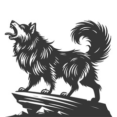 Howling Wolf on a Mountain Peak: A Majestic Wildlife Illustration