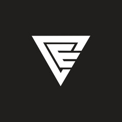 Initial CE letter logo design vector template, triangle shape.