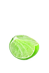 Fresh green lime, a sour citrus fruit, isolated on white