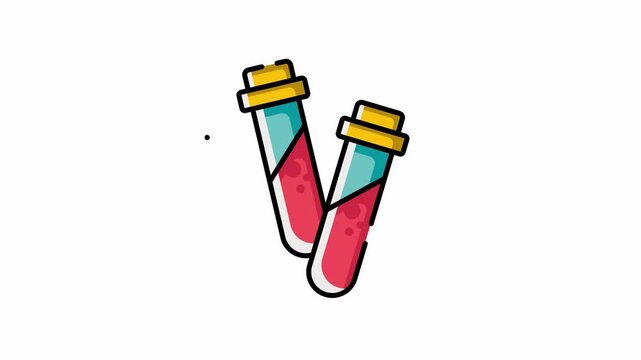 Blood Test Tubes , Laboratory Vials for Medical Sampling. animation looping video, isolated alpha channel