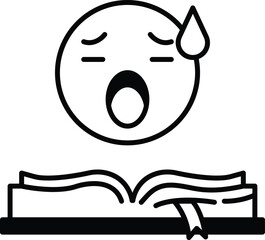 Obraz premium cartoonish face with an open book and a ribbon on the page