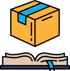 A box is on top of an open book