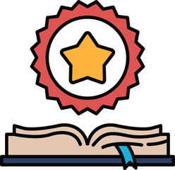 A red star is surrounded by a red circle