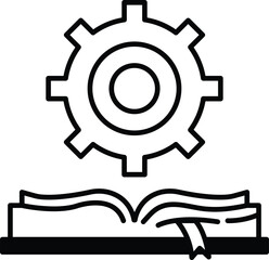 gear is shown with an open book