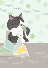 お茶の時間ホッとする猫
