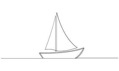 Vector continuous one simple single abstract line drawing of Sailboat travel tourism concept isolated on a white background