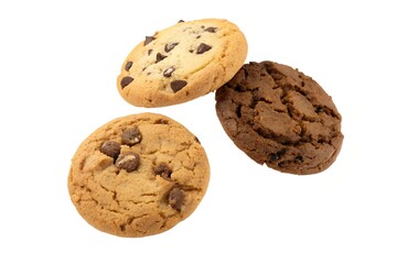 Assorted Chocolate Chip Cookies on White Background