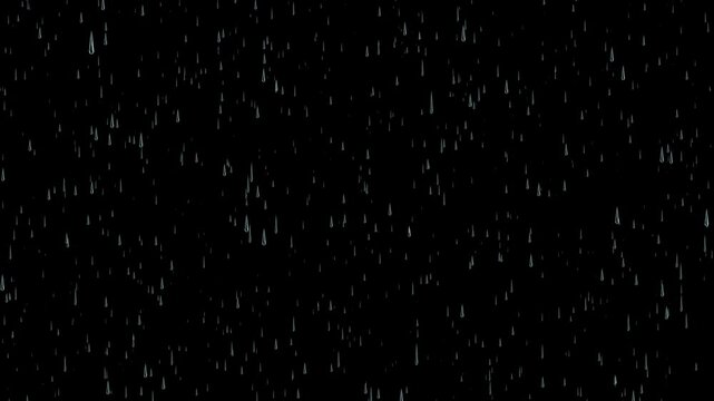 rainfall  reallistic rain falling alpha channel  animation, nature weather rain drops overlay isolated on transparent motion design element