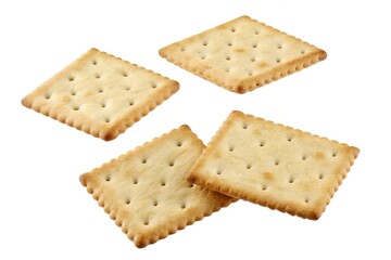 Square Crackers on White Background
