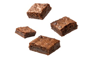 Assorted Brownie Pieces on White Background
