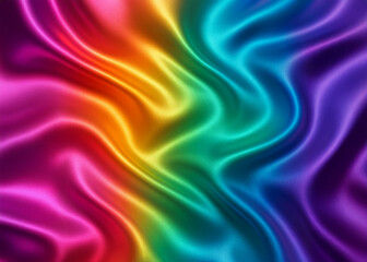 Iridescent satin fabric rainbow colours blend