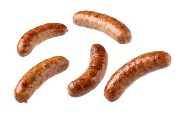 Cooked Sausages on White Background