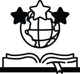 book with three stars and a globe on the cover