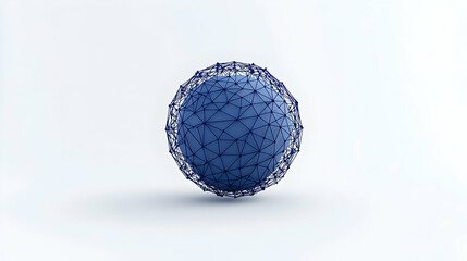3D Abstract Blue Sphere with Wireframe Mesh Background Design