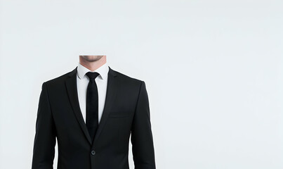 Businessman in Suit with Head Invisible on White Background